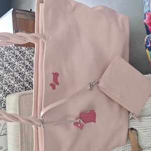 Radley London  LIGHT PINK leather handbag. Braided handle. EUC